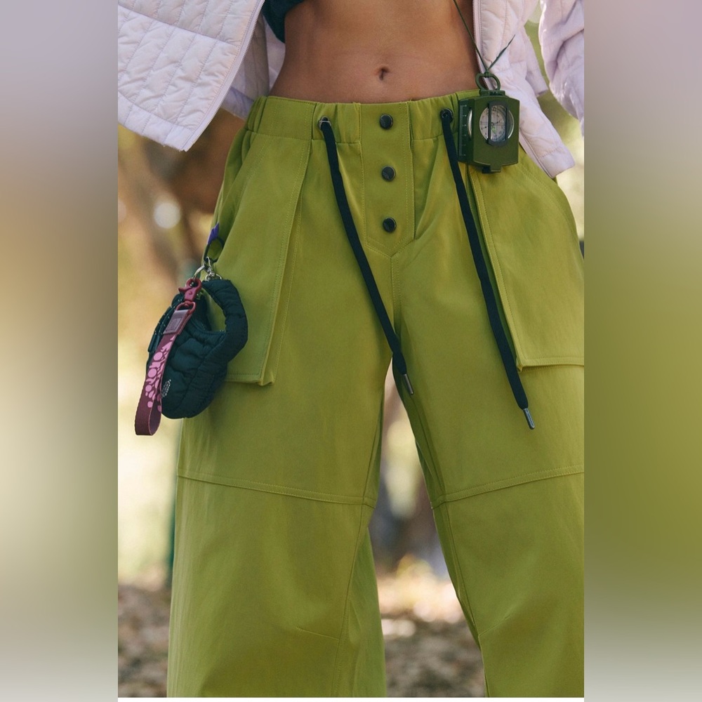 FP Movement by Free People Olive Green Wide-Leg Track Pants
